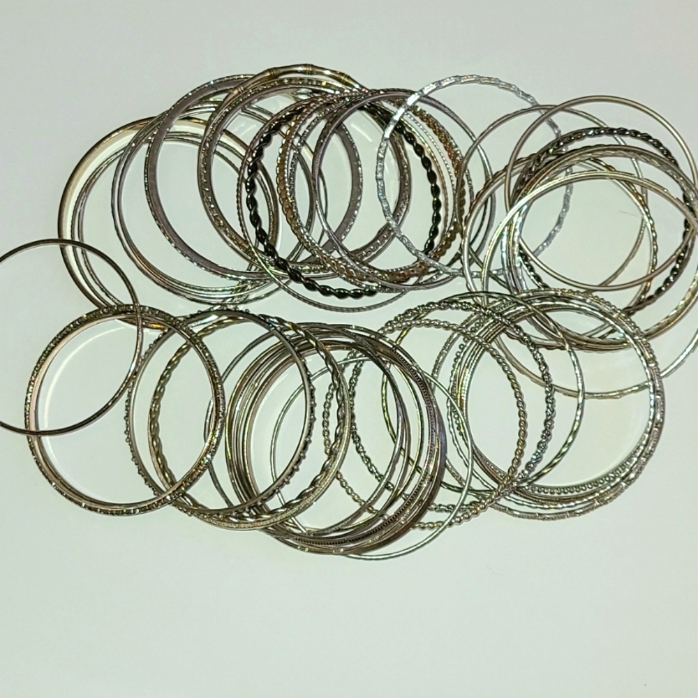 Silver Tone Bangles - image 1